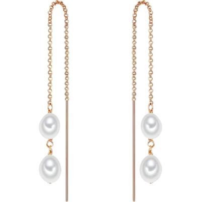 Valero Pearls Kolczyki wiszące z perłą srebro wysokiej próby Perła hodowlana słodkowodna różowe złoto 1 ct Damski