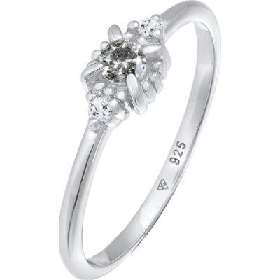 Elli DIAMONDS Damski pierścionek soliter z diamentem (0.11 ct.) i topazem w srebrze próby 925 Sterling Silver Pierścionki