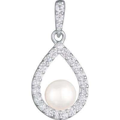 Nenalina Damski wisiorek z perłą hodowlaną słodkowodną i cyrkoniami, wykonany ze srebra próby 925 Sterling Silver Wisiorki 1 ct