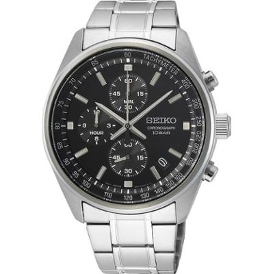Seiko Mężczyźnizegarek Seiko Chronograph srebrny - stal nierdzewna Zegarki damskie 1 ct Męskie