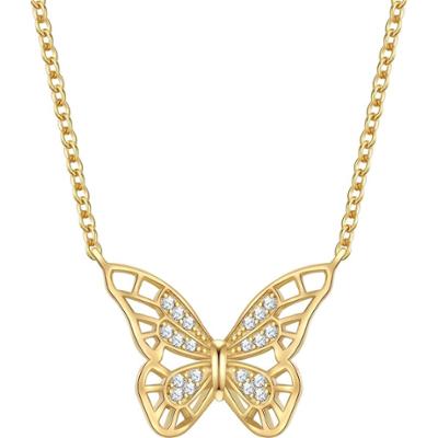 Rafaela Donata Łańcuszek Motyl Srebro wysokiej próby Żółte złoto Naszyjniki 1 ct Damski