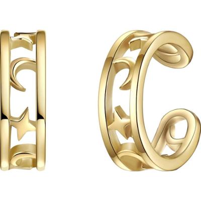 Glanzstücke München Srebrne klamry na ucho Półksiężyc/gwiazda srebro wysokiej próby żółte złoto Kolczyki 1 ct Damski