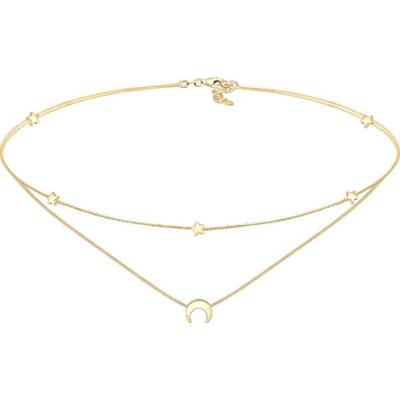 Elli Dmaski choker warstwowy Astro półksiężyc z gwiazdami srebro 925 Sterling Silver Naszyjniki 1 ct Damski