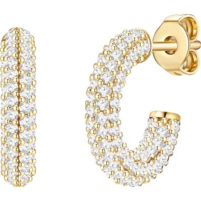 Glanzstücke München Srebrne kolczyki kreole srebro wysokiej próby Cyrkonia żółte złoto Kolczyki 1 ct Damski