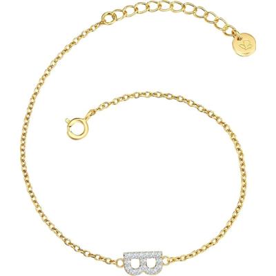 Glanzstücke München Bransoletka Litera R z Srebro wysokiej próby w Żółte złoto Bransoletki 1 ct Damski