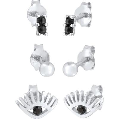 Elli Damskie Kolczyki sztyfty Evil eye zestaw3- częściowy z kryształami w srebrze próby 925 1 ct