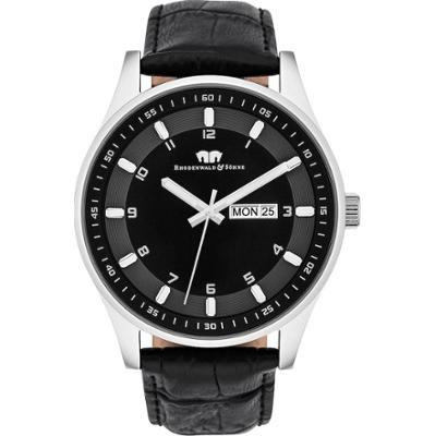 Rhodenwald & Söhne Zegarek kwarcowy Couragian Srebrny Skóra naturalna Czarny Zegarki męskie 1 ct Męskie