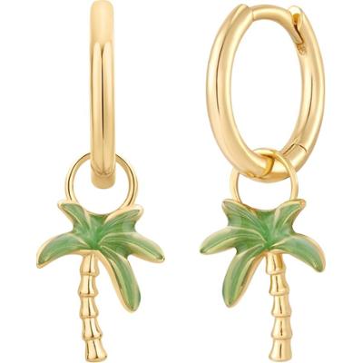 Glanzstücke München Srebrne kolczyki kreolki Palma Srebro wysokiej próby Żółte złoto Kolczyki 1 ct Damski