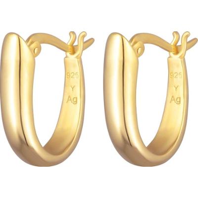 Elli Damskie kolczyki kreole kółka owalne zapięcie ze srebra próby 925 Sterling Silver Kolczyki 1 ct