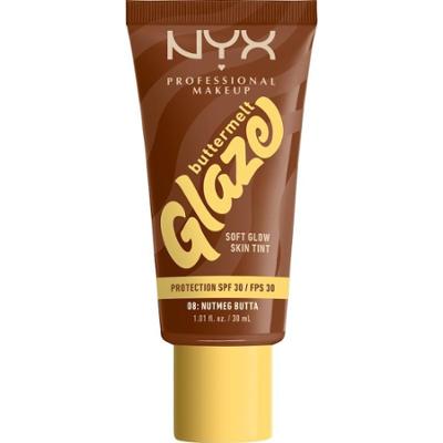 NYX Professional Makeup Buttermelt Glaze, Tint do twarzy z SPF 30 Podkłady 30 ml 08W - NUTMEG BUTTA