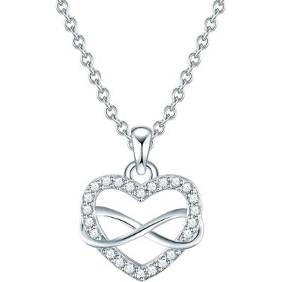 Rafaela Donata Naszyjnik srebrny Serce srebro wysokiej próby Cyrkonia srebrny Naszyjniki 1 ct Damski
