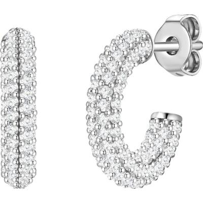 Glanzstücke München Srebrne kolczyki kreole srebro wysokiej próby Cyrkonia srebrny Kolczyki 1 ct Damski