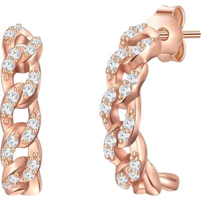 Glanzstücke München Srebrne kolczyki kreole srebro wysokiej próby Cyrkonia różowe złoto Kolczyki 1 ct Damski
