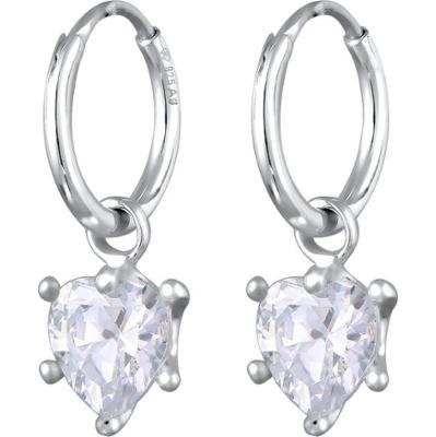 Elli Kobiety Serce Cyrkonie Kryształy Szlifowane Serce Biały 925 Sterling Silver Kolczyki 1 ct Damski