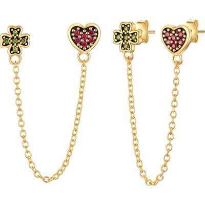 Glanzstücke München Kolczyki serce/koniczyna z Srebro wysokiej próby w Żółte złoto 1 ct Damski