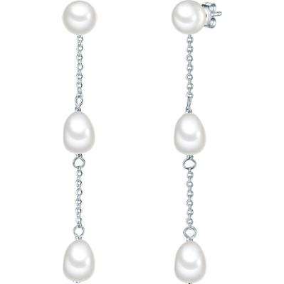 Valero Pearls Kolczyki wiszące z perłą srebro wysokiej próby Perła hodowlana słodkowodna różowe złoto 1 ct Damski