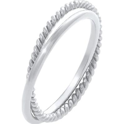 Elli Klasyczny filigranowy zakręcony Twisted Trend w srebrze próby 925 Sterling Silver Pierścionki 1 ct Damski