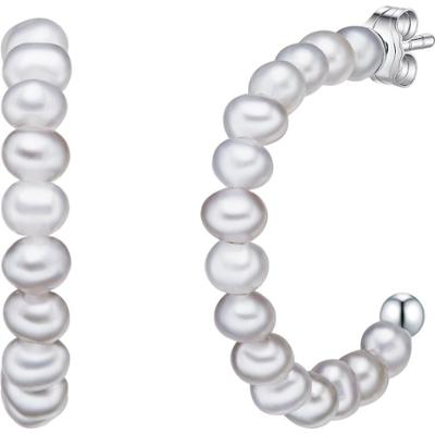 Valero Pearls Kreole z perłą srebro wysokiej próby Perła hodowlana słodkowodna srebrny Kolczyki 1 ct Damski