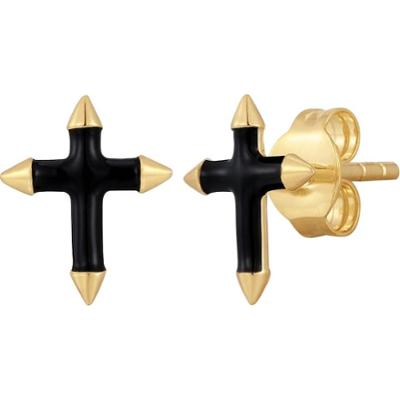 Glanzstücke München Kolczyki Krzyżyk z Srebro wysokiej próby w Żółte złoto 1 ct Damski