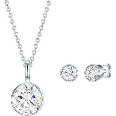 Rafaela Donata Komplet z kryształami Swarovski® srebro wysokiej próby zdobiony kryształkami Swarovski® żółte złoto Zestawy 1 ct Damski