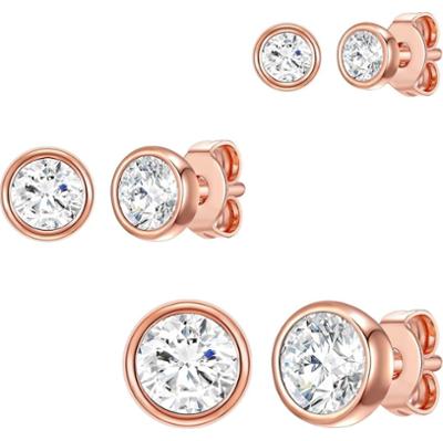 Rafaela Donata Komplet z kryształami Swarovski® srebro wysokiej próby zdobiony kryształkami Swarovski® różowe złoto Zestawy 1 ct Damski