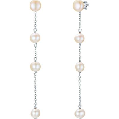 Valero Pearls Srebro wysokiej pr óby Perła hodowlana słodkowodna Kolczyki 1 ct Damski