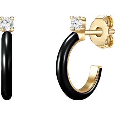 Glanzstücke München Srebrne kolczyki kreole srebro wysokiej próby Cyrkonia żółte złoto Kolczyki 1 ct Damski