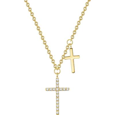 EASTSIDE Naszyjnik ze stali szlachetnej Krzyżyk Stal szlachetna Cyrkonia żółte złoto Naszyjniki 1 ct Damski