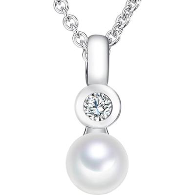 Valero Pearls Naszyjnik z pereł srebro wysokiej próby Cyrkonia Perła hodowlana słodkowodna srebrny Naszyjniki 1 ct Damski