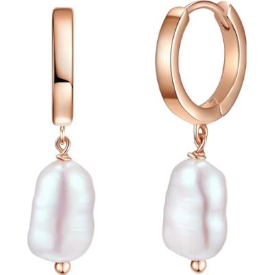 Glanzstücke München Srebrne kolczyki kreole srebro wysokiej próby Perła hodowlana słodkowodna różowe złoto Kolczyki 1 ct Damski