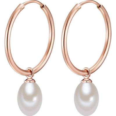 Valero Pearls Srebrne kolczyki kreole srebro wysokiej próby Perła hodowlana słodkowodna srebrny Kolczyki 1 ct Damski