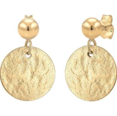 Elli Damskie kolczyki zawieszki płytka młotkowana Vintage Antique Look w srebrze 925 Sterling Silver Kolczyki 1 ct