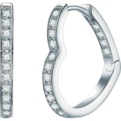 Rafaela Donata Srebrne kolczyki kreole Serce srebro wysokiej próby Cyrkonia srebrny Kolczyki 1 ct Damski