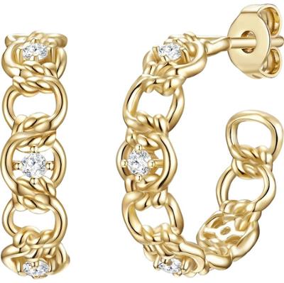 Glanzstücke München Srebrne kolczyki kreole srebro wysokiej próby Cyrkonia żółte złoto Kolczyki 1 ct Damski