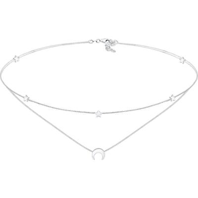 Elli Dmaski choker warstwowy Astro półksiężyc z gwiazdami srebro 925 Sterling Silver Naszyjniki 1 ct Damski