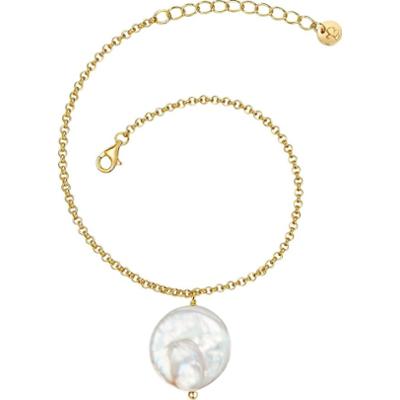 Glanzstücke München Srebrna bransoleta srebro wysokiej próby Perła hodowlana słodkowodna żółte złoto Bransoletki 1 ct Damski