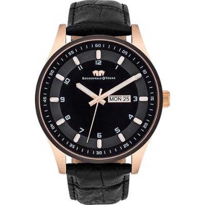 Rhodenwald & Söhne Zegarek kwarcowy Couragian Różowy złoty Skóra naturalna Czarny Zegarki damskie 1 ct Męskie