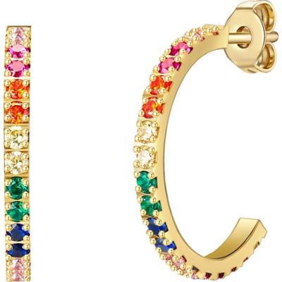 EASTSIDE Kolczyki kreole ze stali szlachetnej Stal szlachetna Cyrkonia żółte złoto 1 ct Damski