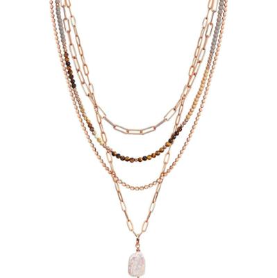 Lulu & Jane Stop metali KamieŃ naturalny Perła hodowlana słodkowodna Naszyjniki 1 ct Damski