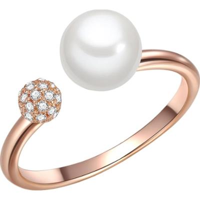 Valero Pearls Srebrny pierścionek srebro wysokiej próby Cyrkonia Perła hodowlana słodkowodna różowe złoto Pierścionki 1 ct Damski