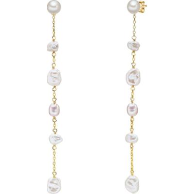 Valero Pearls Kolczyki wiszące z perłą srebro wysokiej próby Perła hodowlana słodkowodna żółte złoto 1 ct Damski