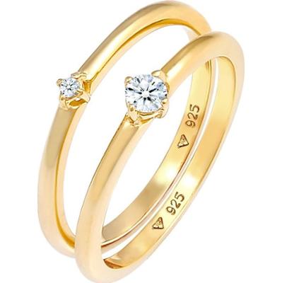 Elli DIAMONDS Ladies Solitaire Elegant Classic z diamentami (0,13 ct.) w 925 Sterling Silver Pierścionki 1 ct Damski