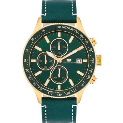 Rhodenwald & Söhne Chronograf Karthago II żółte złoto Skóra naturalna Zielony Zegarki damskie 1 ct Męskie