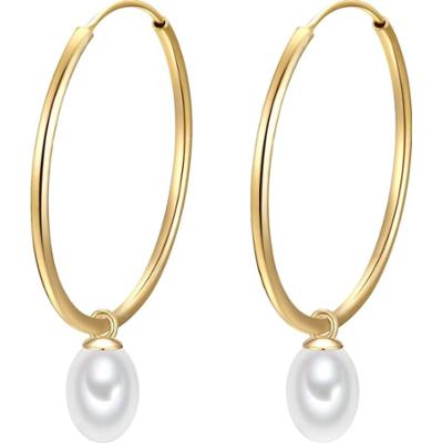 Glanzstücke München Srebrne kolczyki kreole srebro wysokiej próby Perła hodowlana słodkowodna żółte złoto Kolczyki 1 ct Damski