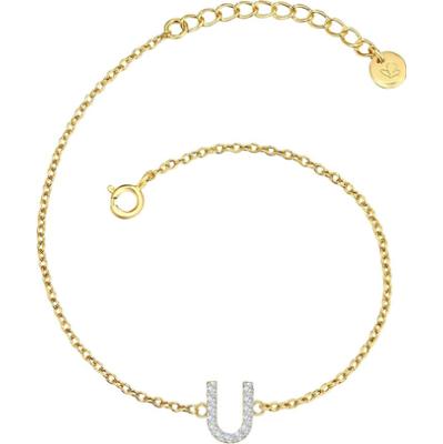 Glanzstücke München Bransoletka Litera R z Srebro wysokiej próby w Żółte złoto Bransoletki 1 ct Damski
