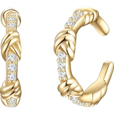 Glanzstücke München Srebrne klamry na ucho srebro wysokiej próby Cyrkonia żółte złoto Kolczyki 1 ct Damski