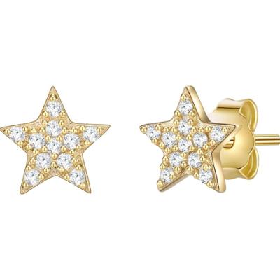 Glanzstücke München Srebrne kolczyki sztyfty Gwiazda srebro wysokiej próby Cyrkonia żółte złoto Kolczyki 1 ct Damski