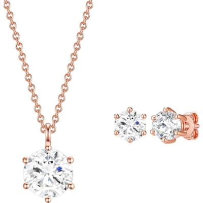 Rafaela Donata Komplet z kryształami Swarovski® srebro wysokiej próby zdobiony kryształkami Swarovski® żółte złoto Zestawy 1 ct Damski