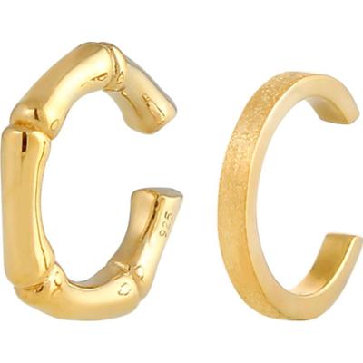 Elli Damski Zestaw nausznic Bambus Minimal Basic Summer w srebrze 925 Sterling Silver Kolczyki 1 ct