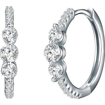 Trilani Srebrne kolczyki kreole srebro wysokiej próby Cyrkonia srebrny Kolczyki 1 ct Damski